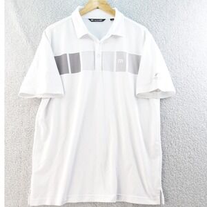 Travis Mathew Mens L Golf Polo Shirt White Performance‎ Stretch Rugby Golfer